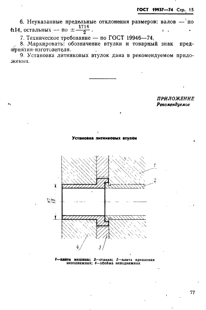 ГОСТ 19937-74 Втулки литниковые пресс-форм литья под давлением. Конструкция и размеры (фото 15 из 18)