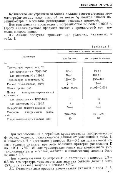 ГОСТ 2706.2-74 Углеводороды ароматические бензольного ряда. Хроматографический метод определения основного вещества и примесей в бензоле, толуоле и ксилоле (фото 3 из 9)
