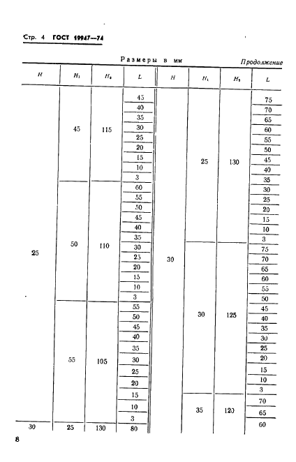 ГОСТ 19947-74 Пресс-формы для выплавляемых моделей. Основные размеры (фото 9 из 14)