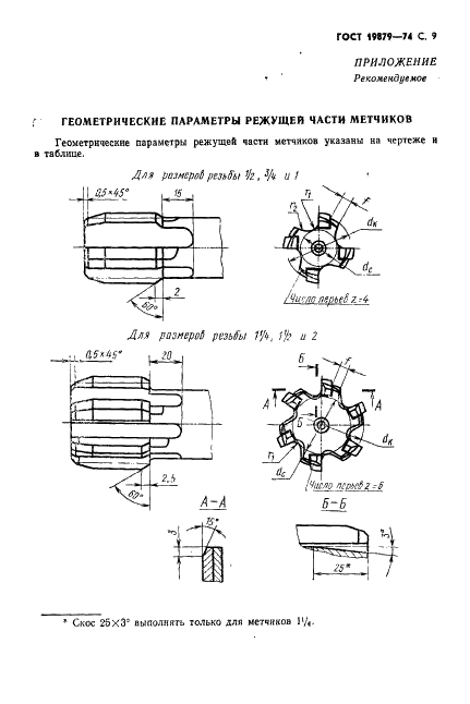 ГОСТ 19879-74 Метчики машинные для трубной цилиндрической резьбы, оснащенные твердосплавными пластинами. Технические условия (фото 10 из 13)