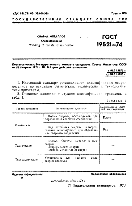 ГОСТ 19521-74 Сварка металлов. Классификация (фото 2 из 14)