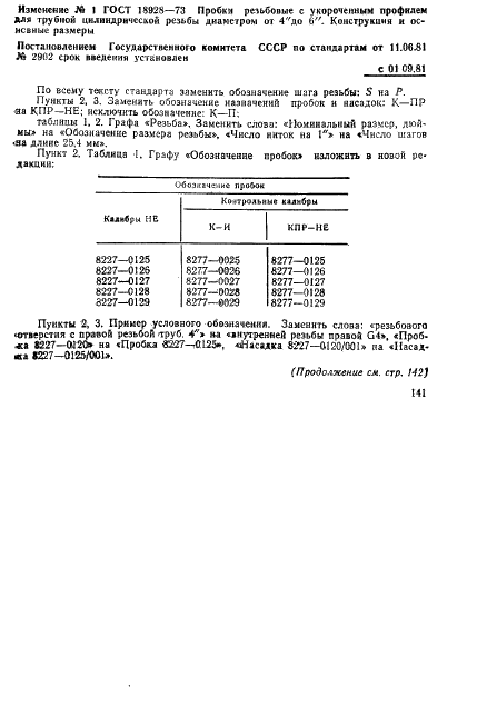 ГОСТ 18928-73 Пробки резьбовые с укороченным профилем для трубной цилиндрической резьбы диаметром от 4