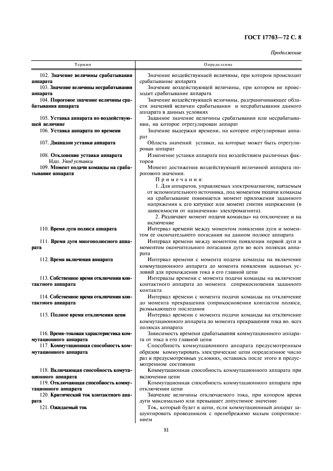 ГОСТ 17703-72 Аппараты электрические коммутационные. Основные понятия. Термины и определения (фото 8 из 12)