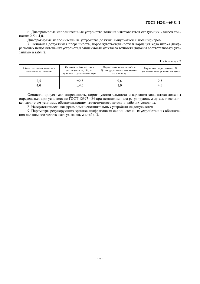 ГОСТ 14241-69 Устройства исполнительные диафрагмовые средних расходов ГСП. Типы и основные параметры (фото 2 из 10)