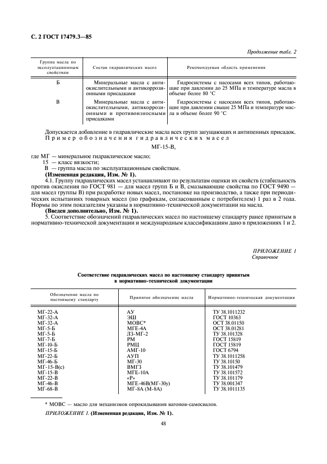 ГОСТ 17479.3-85  Масла гидравлические. Классификация и обозначение (фото 2 из 3)