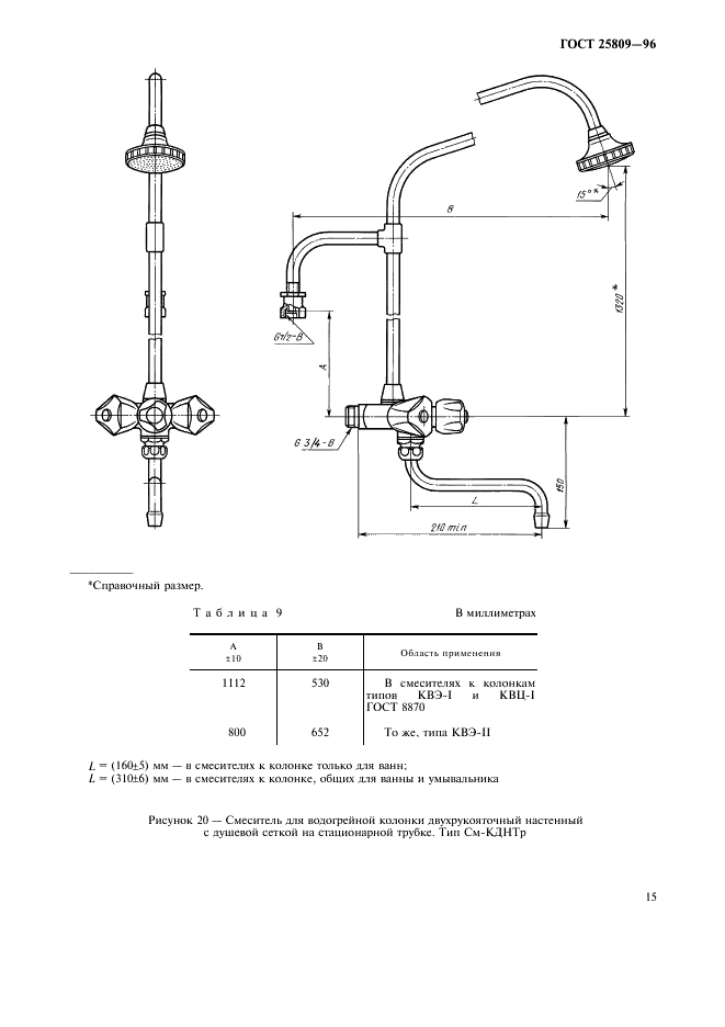 ГОСТ 25809-96 Смесители и краны водоразборные. Типы и основные размеры (фото 17 из 20)