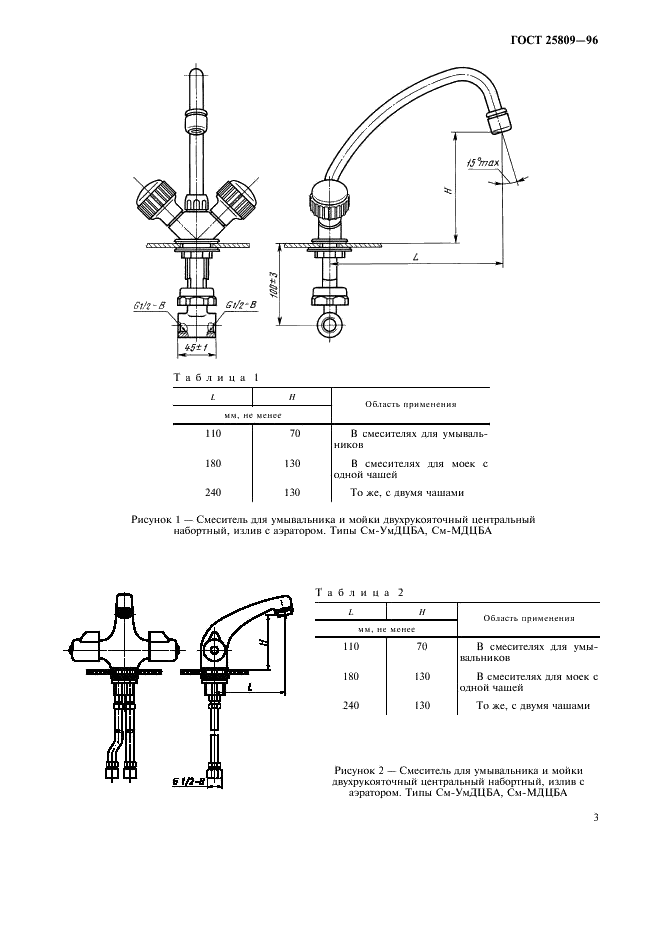 ГОСТ 25809-96 Смесители и краны водоразборные. Типы и основные размеры (фото 5 из 20)