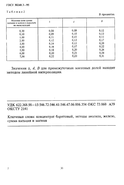 ГОСТ 30240.3-95 Концентрат баритовый. Метод определения железа, суммы кальция и магния (фото 7 из 7)