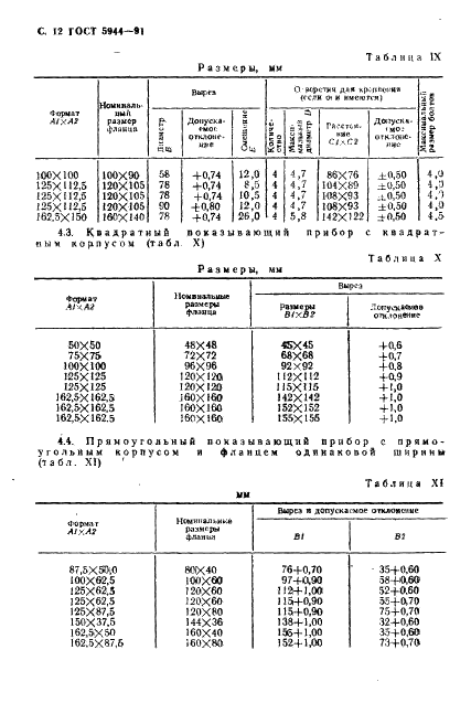 ГОСТ 5944-91 Размеры щитовых показывающих и регистрирующих электроиэмерительных приборов (фото 13 из 15)