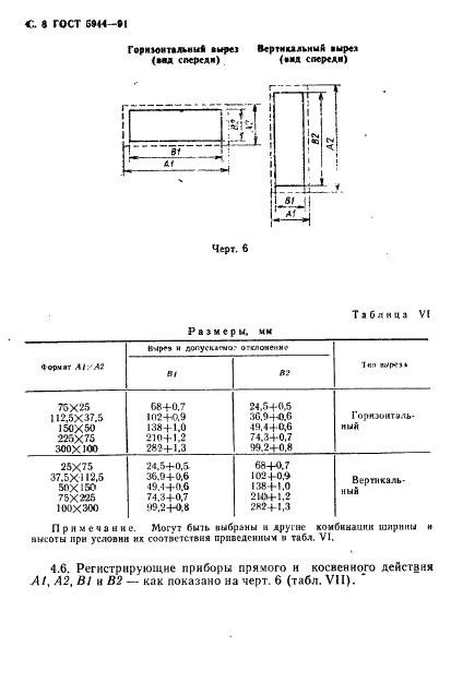 ГОСТ 5944-91 Размеры щитовых показывающих и регистрирующих электроиэмерительных приборов (фото 9 из 15)
