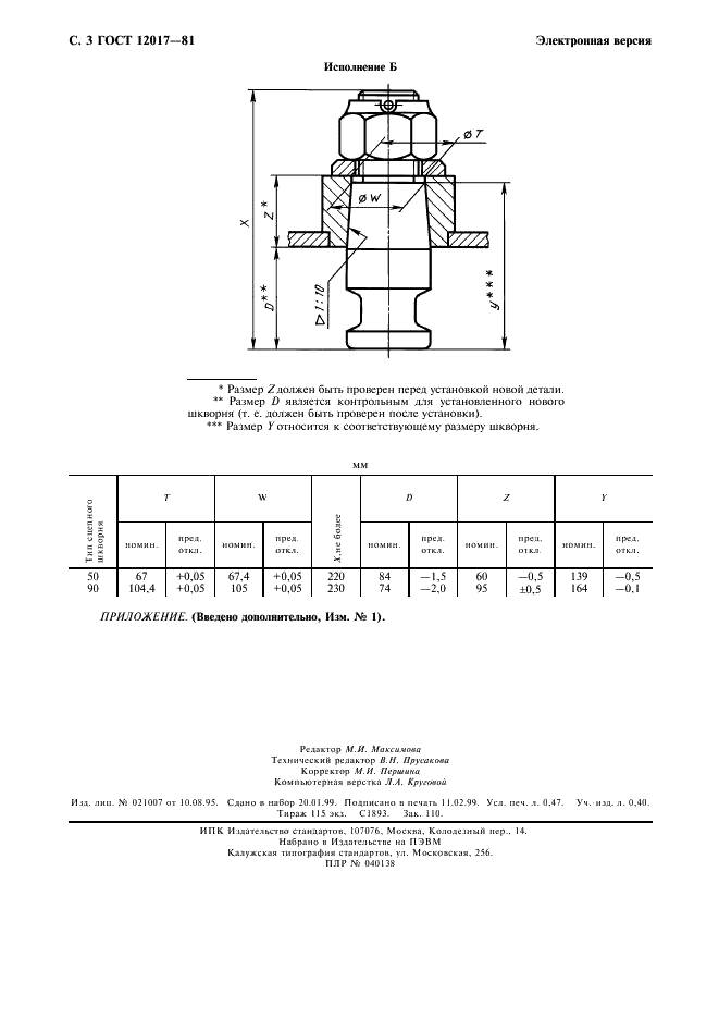 ГОСТ 12017-81 Шкворни сцепные автомобильных полуприцепов. Типы и основные размеры (фото 4 из 4)