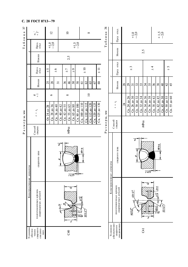 ГОСТ 8713-79 Сварка под флюсом. Соединения сварные. Основные типы, конструктивные элементы и размеры (фото 30 из 41)
