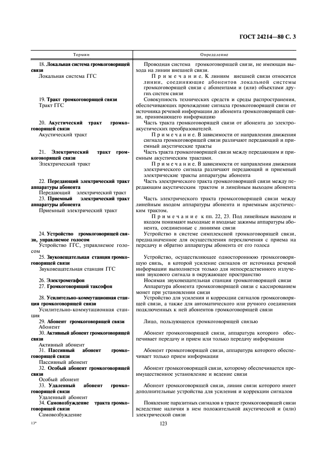 ГОСТ 24214-80 Связь громкоговорящая. Термины и определения (фото 3 из 12)
