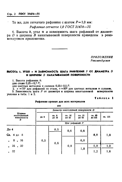 ГОСТ 21474-75 Рифления прямые и сетчатые. Формы и основные размеры (фото 4 из 5)