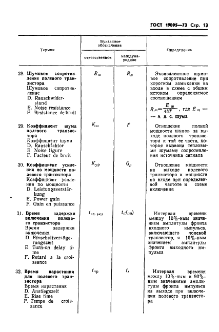 ГОСТ 19095-73 Транзисторы полевые. Термины, определения и буквенные обозначения параметров (фото 14 из 26)