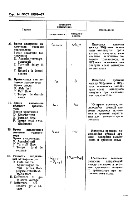 ГОСТ 19095-73 Транзисторы полевые. Термины, определения и буквенные обозначения параметров (фото 15 из 26)