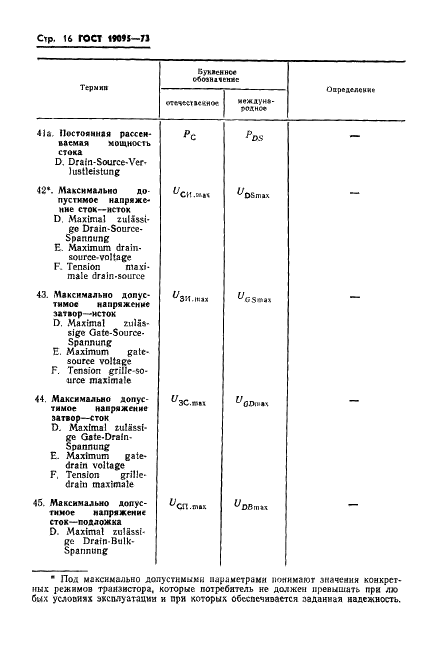 ГОСТ 19095-73 Транзисторы полевые. Термины, определения и буквенные обозначения параметров (фото 17 из 26)