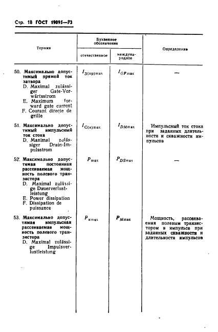 ГОСТ 19095-73 Транзисторы полевые. Термины, определения и буквенные обозначения параметров (фото 19 из 26)