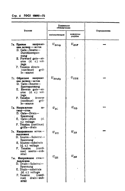 ГОСТ 19095-73 Транзисторы полевые. Термины, определения и буквенные обозначения параметров (фото 7 из 26)
