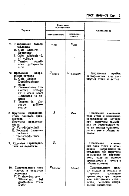 ГОСТ 19095-73 Транзисторы полевые. Термины, определения и буквенные обозначения параметров (фото 8 из 26)