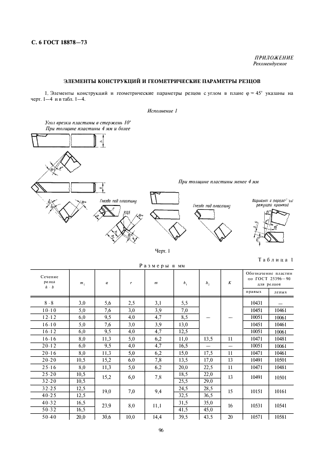 ГОСТ 18878-73 Резцы токарные проходные прямые с пластинами из твердого сплава. Конструкция и размеры (фото 6 из 15)