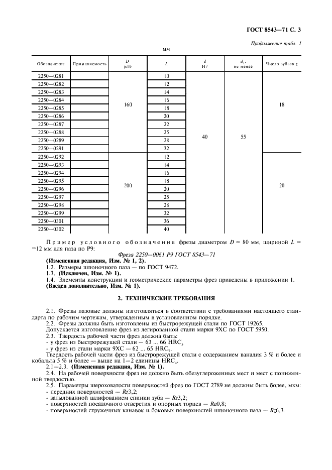 ГОСТ 8543-71 Фрезы пазовые затылованные. Технические условия (фото 4 из 10)