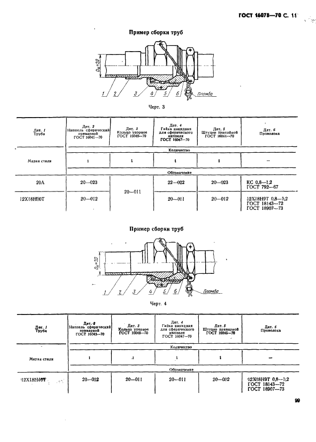 ГОСТ 16078-70 Соединения трубопроводов по внутреннему конусу. Технические требования (фото 11 из 16)