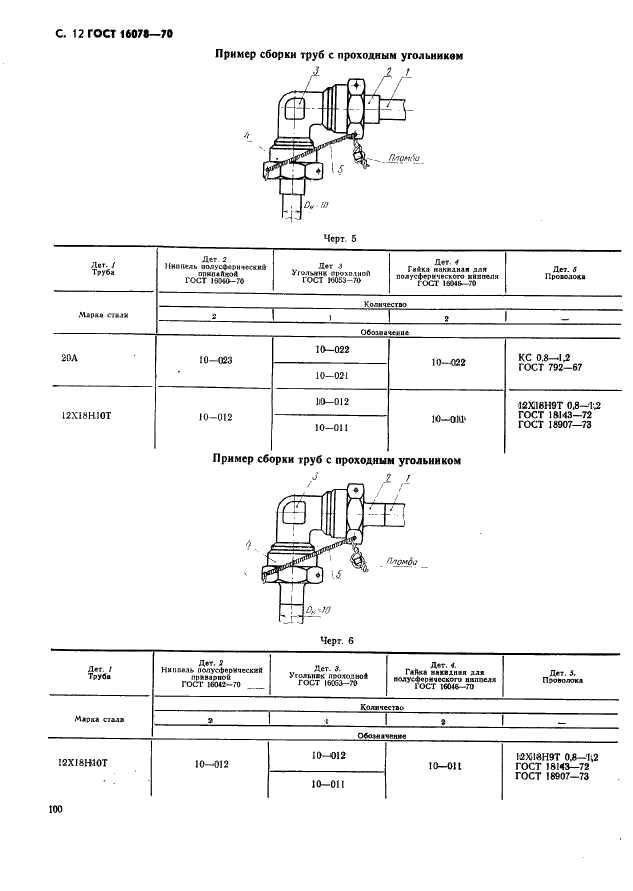 ГОСТ 16078-70 Соединения трубопроводов по внутреннему конусу. Технические требования (фото 12 из 16)