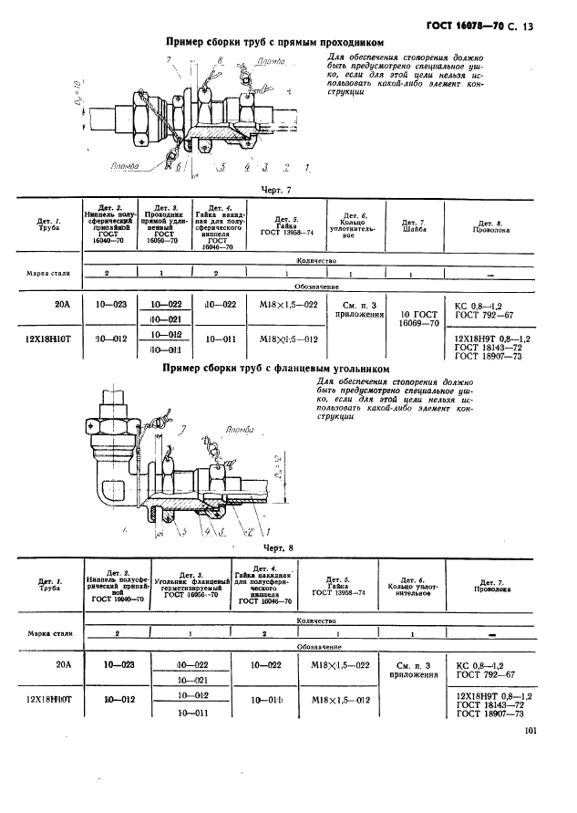 ГОСТ 16078-70 Соединения трубопроводов по внутреннему конусу. Технические требования (фото 13 из 16)