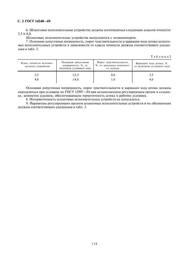ГОСТ 14240-69 Устройства исполнительные шланговые средних расходов ГСП. Типы и основные параметры (фото 2 из 5)