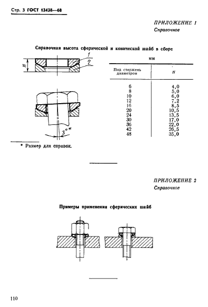 ГОСТ 13438-68 Шайбы сферические для станочных приспособлений. Конструкция (фото 3 из 6)