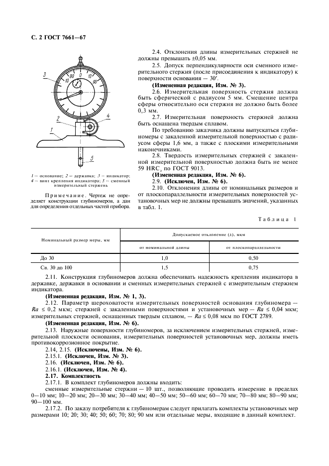 ГОСТ 7661-67 Глубиномеры индикаторные. Технические условия (фото 3 из 7)