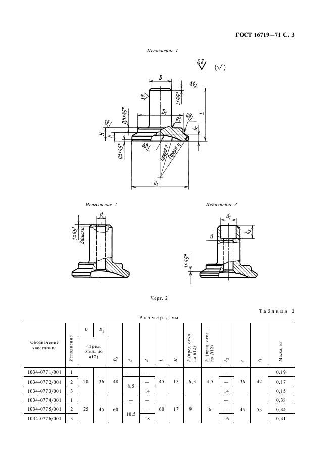 ГОСТ 16719-71 Хвостовики плавающие для штампов листвой штамповки. Конструкция и размеры (фото 4 из 10)