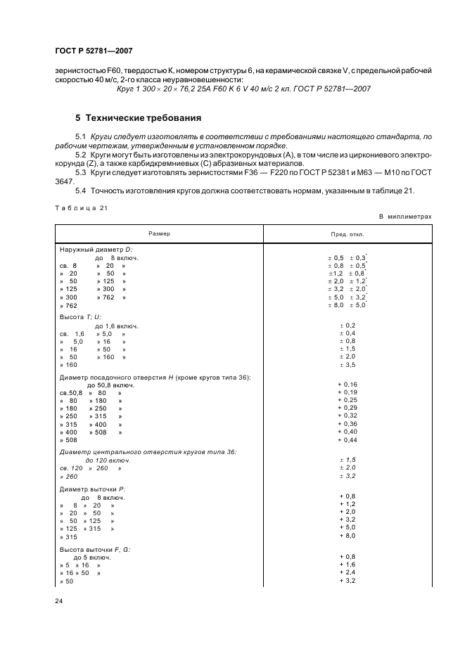 ГОСТ Р 52781-2007 Круги шлифовальные и заточные. Технические условия (фото 26 из 32)