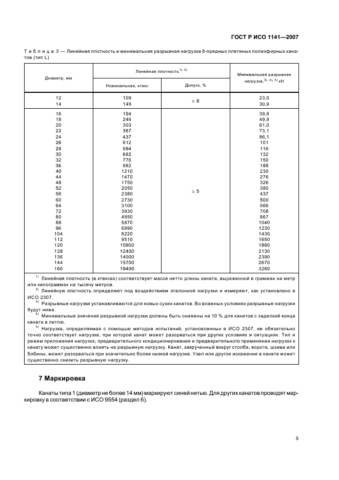 ГОСТ Р ИСО 1141-2007 Изделия канатные из полиэфирных нитей 3-, 4- и 8-прядные. Общие технические условия (фото 8 из 11)