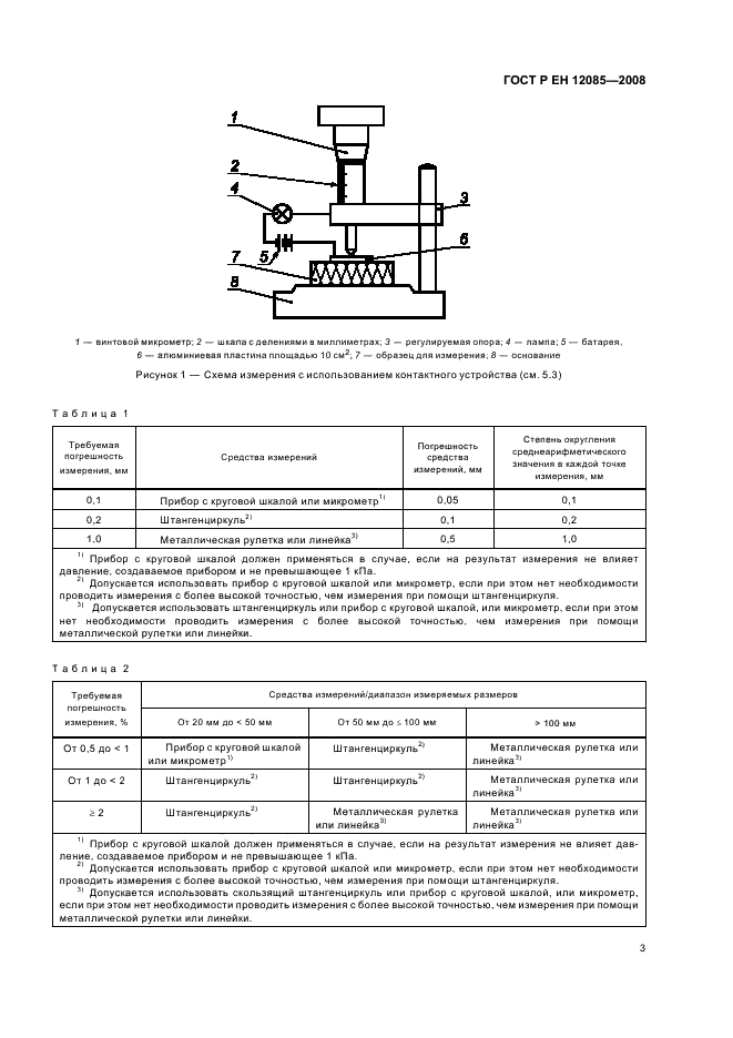 ГОСТ Р ЕН 12085-2008 Изделия теплоизоляционные, применяемые в строительстве. Методы измерения линейных размеров образцов, предназначенных для испытаний (фото 5 из 8)