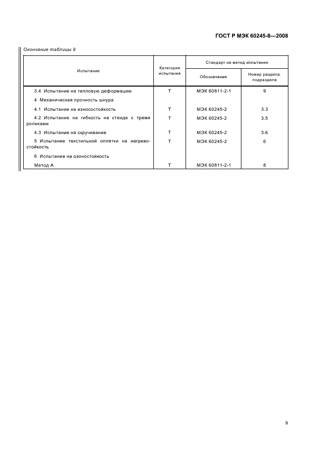 ГОСТ Р МЭК 60245-8-2008 Кабели с резиновой изоляцией на номинальное напряжение до 450/750 В включительно. Часть 8. Шнуры для областей применения, требующих высокой гибкости (фото 12 из 18)