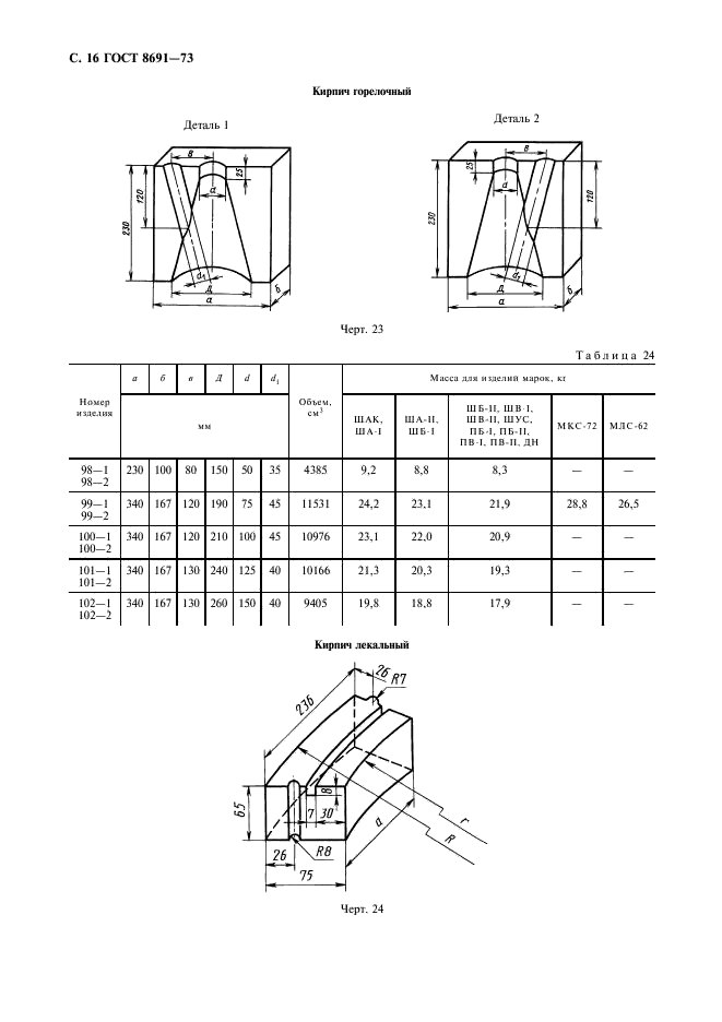 ГОСТ 8691-73 Изделия огнеупорные общего назначения. Форма и размеры (фото 18 из 20)