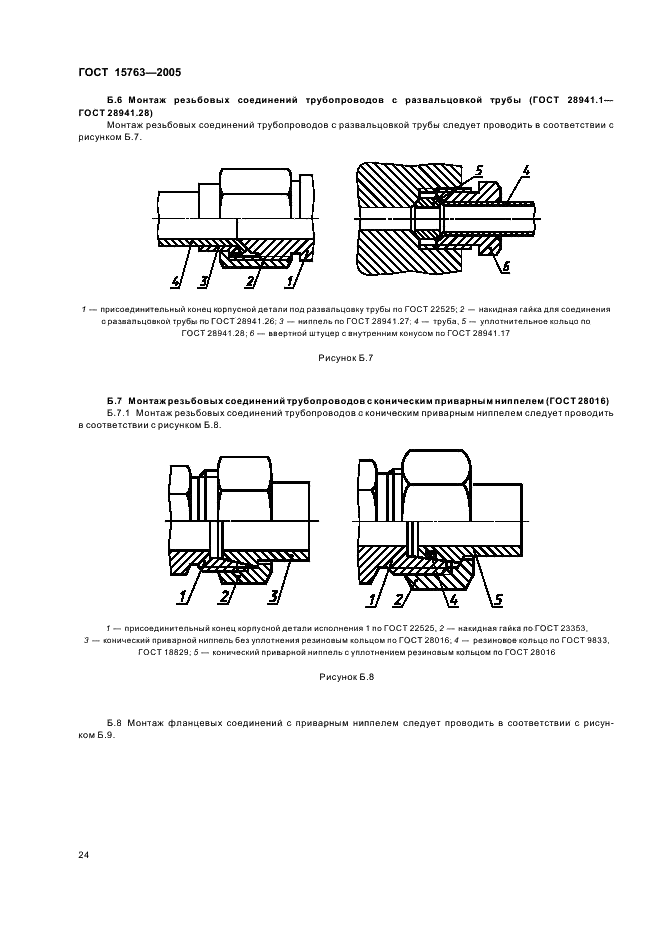 ГОСТ 15763-2005 Соединения трубопроводов резьбовые и фланцевые на PN (Py) до 63 МПа (до около 630 кгс/см кв.). Общие технические условия (фото 27 из 39)