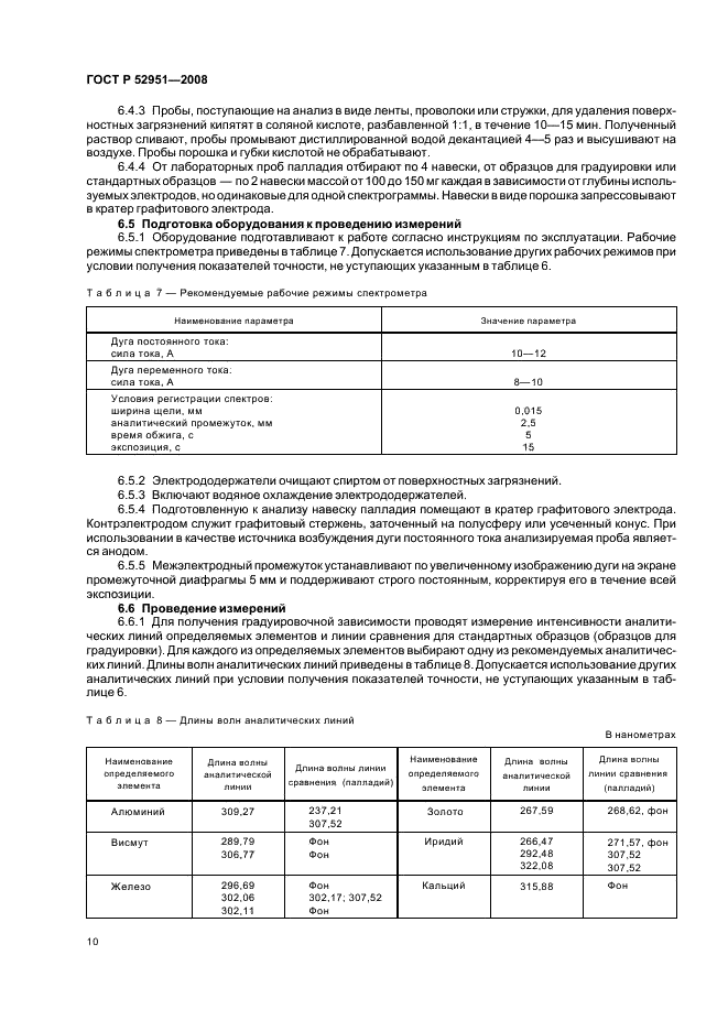 ГОСТ Р 52951-2008 Палладий. Методы атомно-эмиссионного анализа с дуговым возбуждением спектра (фото 13 из 19)