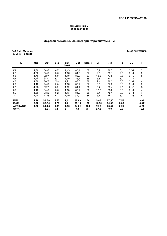 ГОСТ Р 53031-2008 Волокно хлопковое. Порядок измерения показателей на системе HVI (фото 10 из 11)