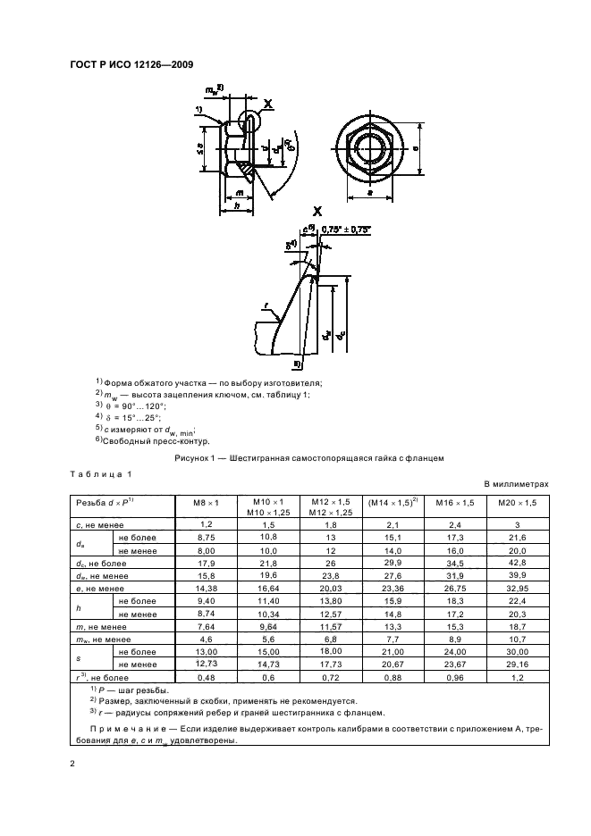 ГОСТ Р ИСО 12126-2009 Гайки шестигранные самостопорящиеся цельнометаллические с фланцем с мелким шагом резьбы. Классы точности А и В (фото 4 из 8)