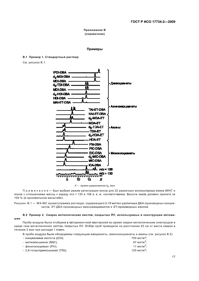 ГОСТ Р ИСО 17734-2-2009 Анализ азоторганических соединений в воздухе методом жидкостной хроматографии и масс-спектрометрии. Часть 2. Определение аминов и аминоизоцианатов по их дибутиламиновым и этилхлорформиатным производным (фото 21 из 28)