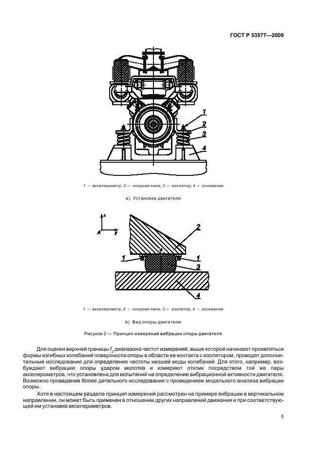 ГОСТ Р 53577-2009 Вибрация. Измерения вибрации, передаваемой машиной через упругие изоляторы. Двигатели внутреннего сгорания поршневые высокоскоростные и среднескоростные (фото 9 из 16)