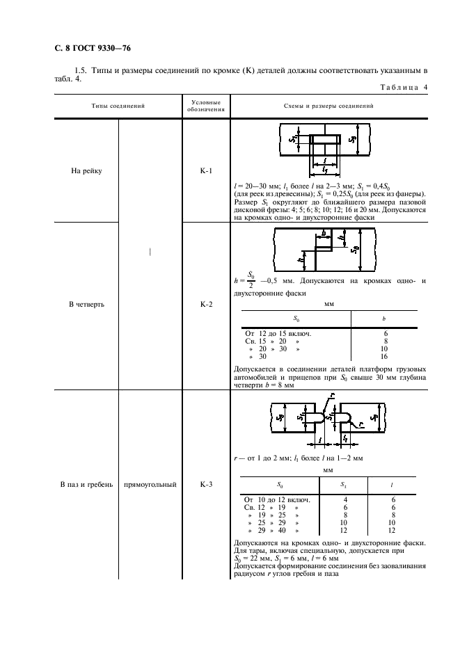 ГОСТ 9330-76  Основные соединения деталей из древесины и древесных материалов. Типы и размеры (фото 10 из 12)