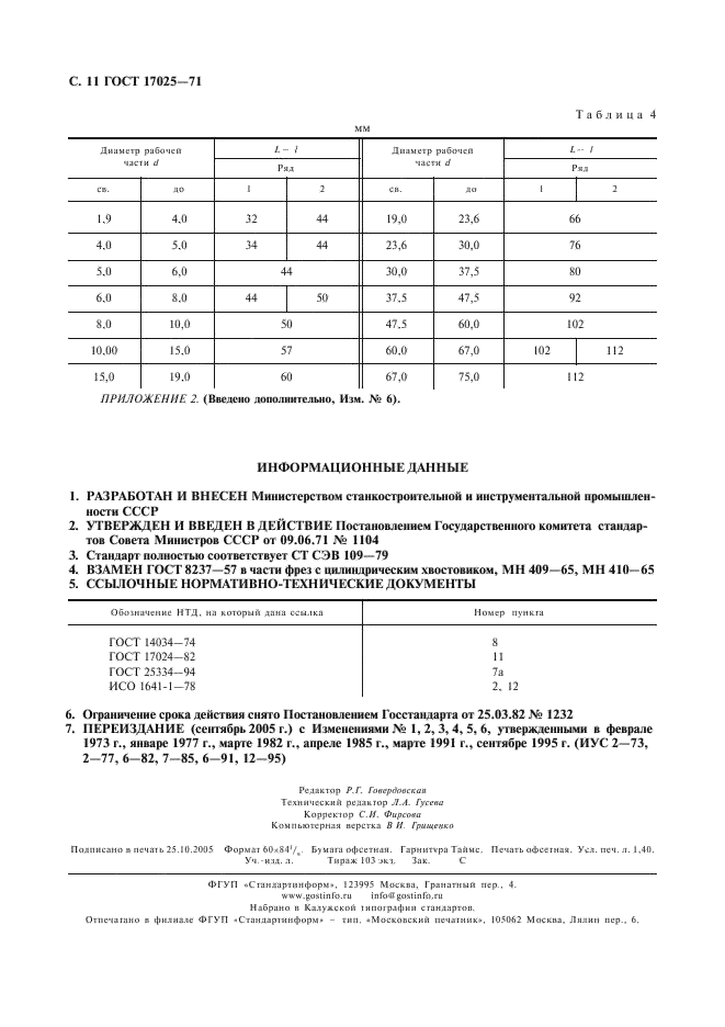 ГОСТ 17025-71 Фрезы концевые с цилиндрическим хвостовиком. Конструкция и размеры (фото 12 из 12)