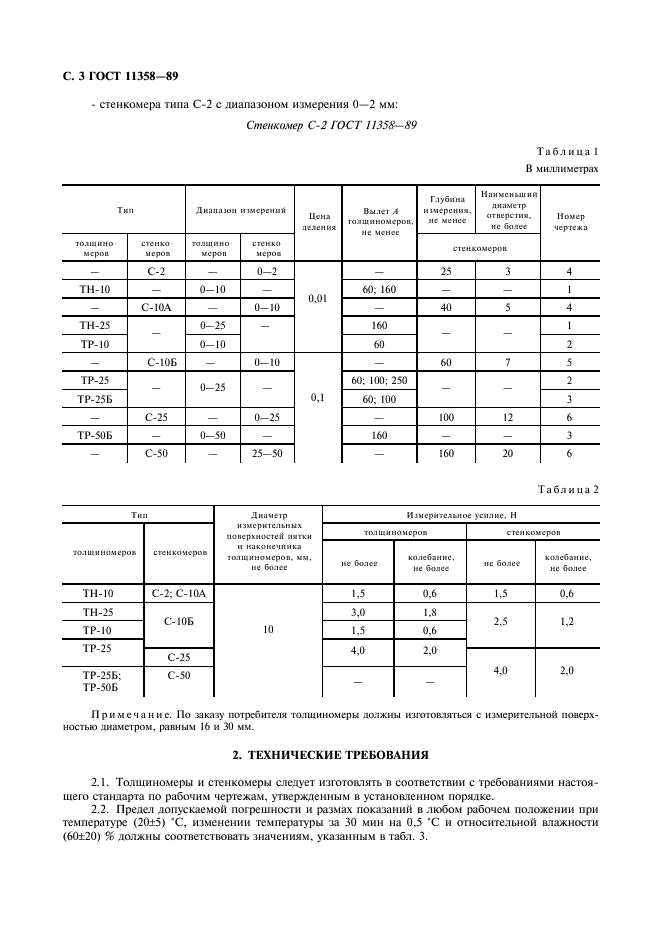 ГОСТ 11358-89 Толщиномеры и стенкомеры индикаторные с ценой деления 0,01 и 0,1 мм. Технические условия (фото 4 из 8)