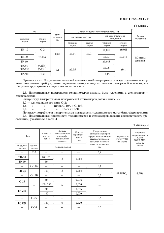 ГОСТ 11358-89 Толщиномеры и стенкомеры индикаторные с ценой деления 0,01 и 0,1 мм. Технические условия (фото 5 из 8)
