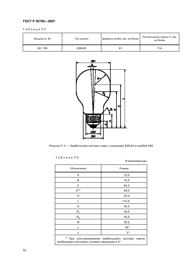 ГОСТ Р 52706-2007 Лампы накаливания вольфрамовые для бытового и аналогичного общего освещения. Эксплуатационные требования (фото 36 из 50)