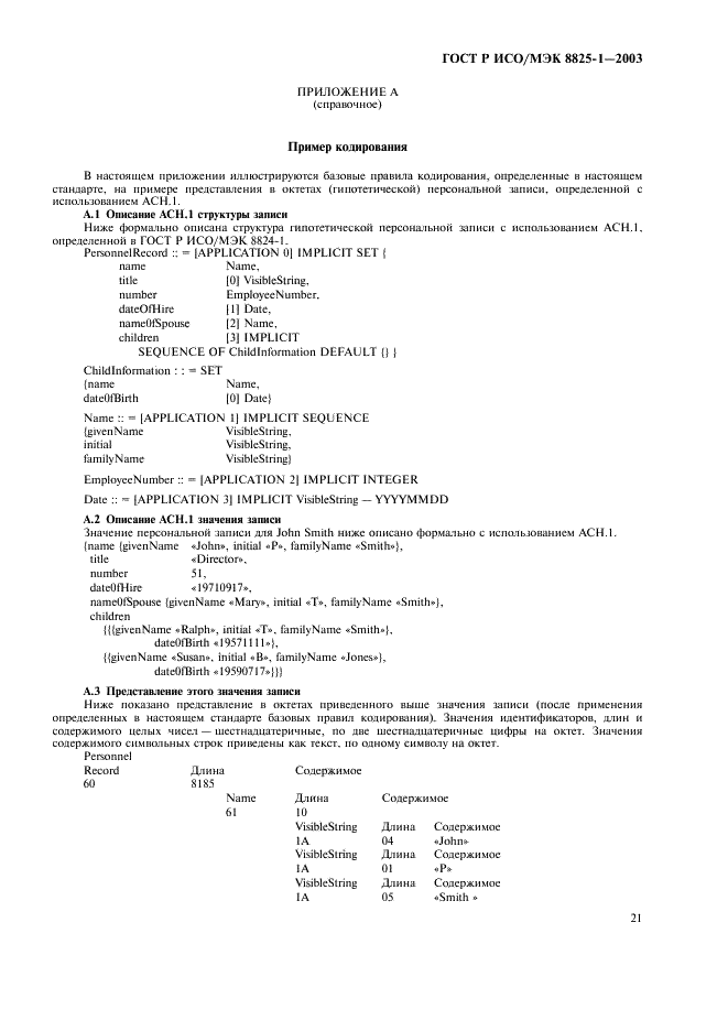 ГОСТ Р ИСО/МЭК 8825-1-2003 Информационная технология. Правила кодирования ACH.1. Часть 1. Спецификация базовых (BER), канонических (СER) и отличительных (DER) правил кодирования (фото 25 из 32)
